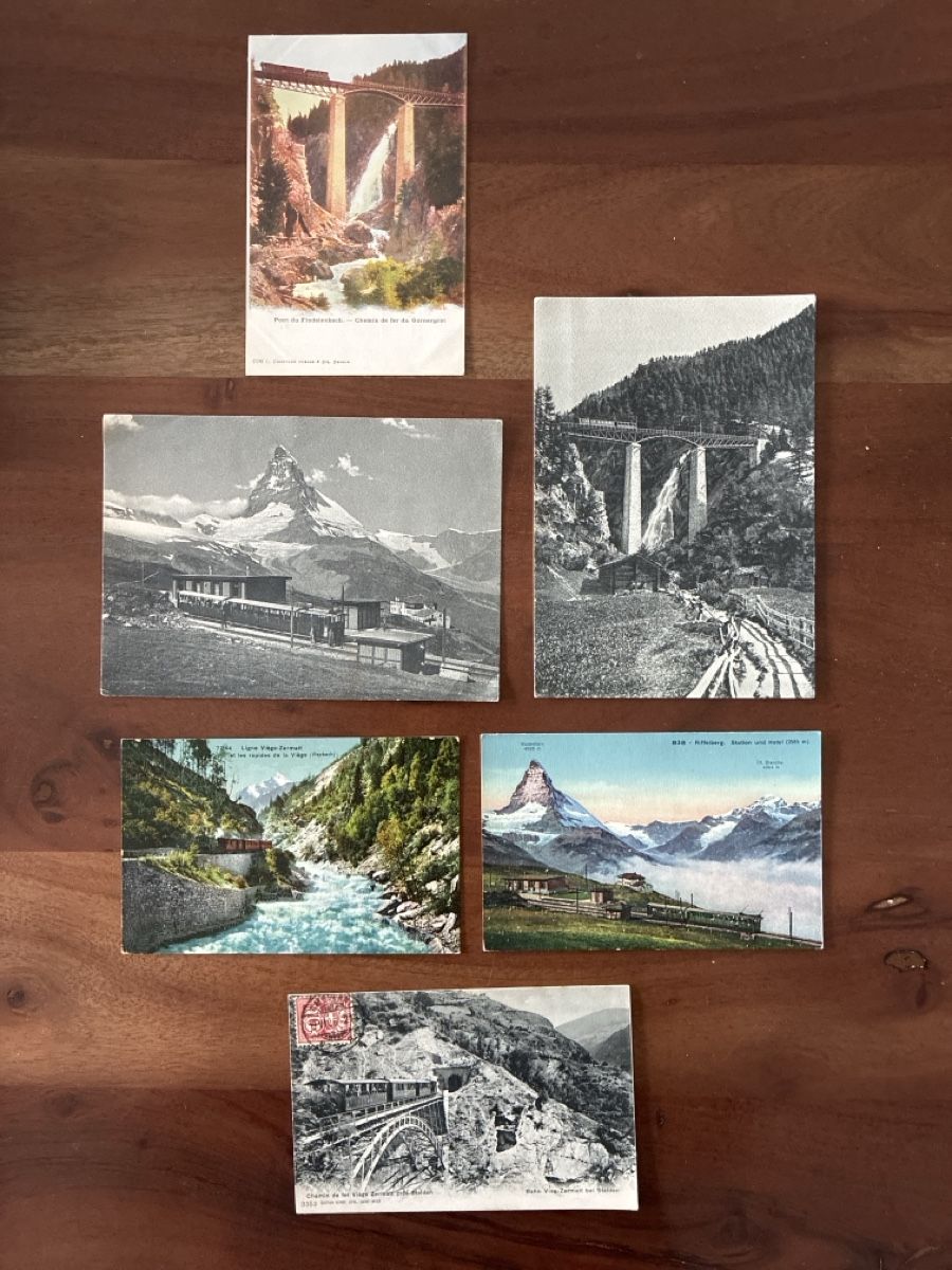 Cartoline postali: 10 Ansichtskarten Schweiz von Bahnen um Zermatt VS – Usato da Oftringen venduto da Cla.vD.74