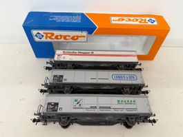 3er Set Roco  46161, 46168,  291008 Güterwagen HBIS SBB