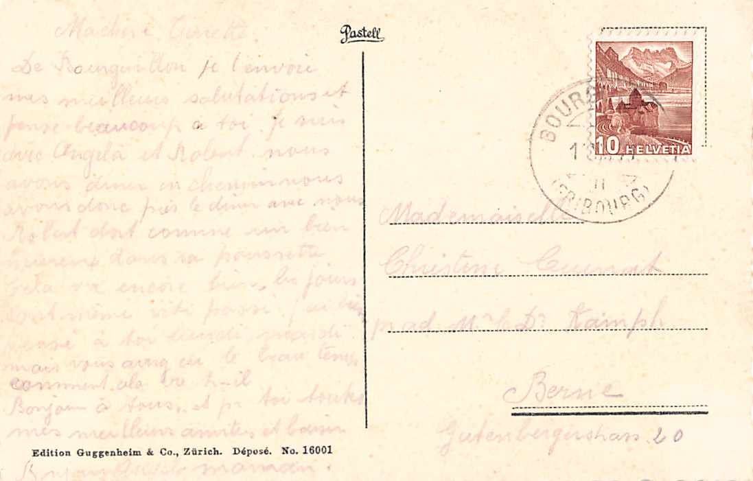 Cartoline postali: Souvenir de BOURGUILLON 1947 – Usato da Winterthur venduto da SchatzchischtliWinti 1