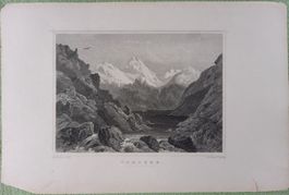 ancienne gravure  du lac Toma (Grisons)
