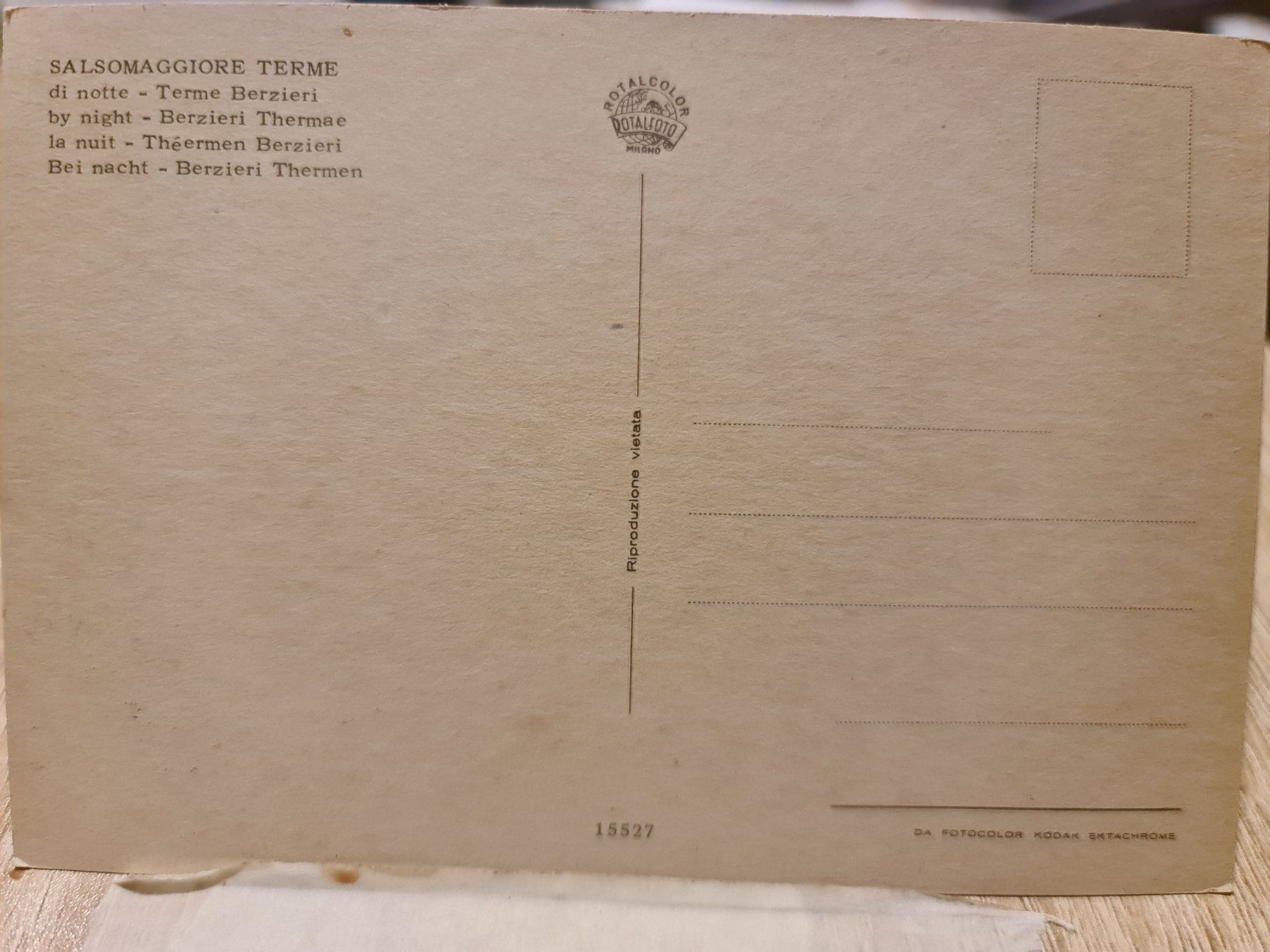 Cartoline postali: Ansichtskarte Salsomaggiore Terme – Usato da Dintikon venduto da Vexi 1
