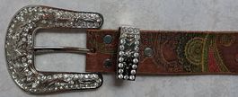 Gurt im Western Style, 100 cm, Schmuck-Schnalle, echt Leder
