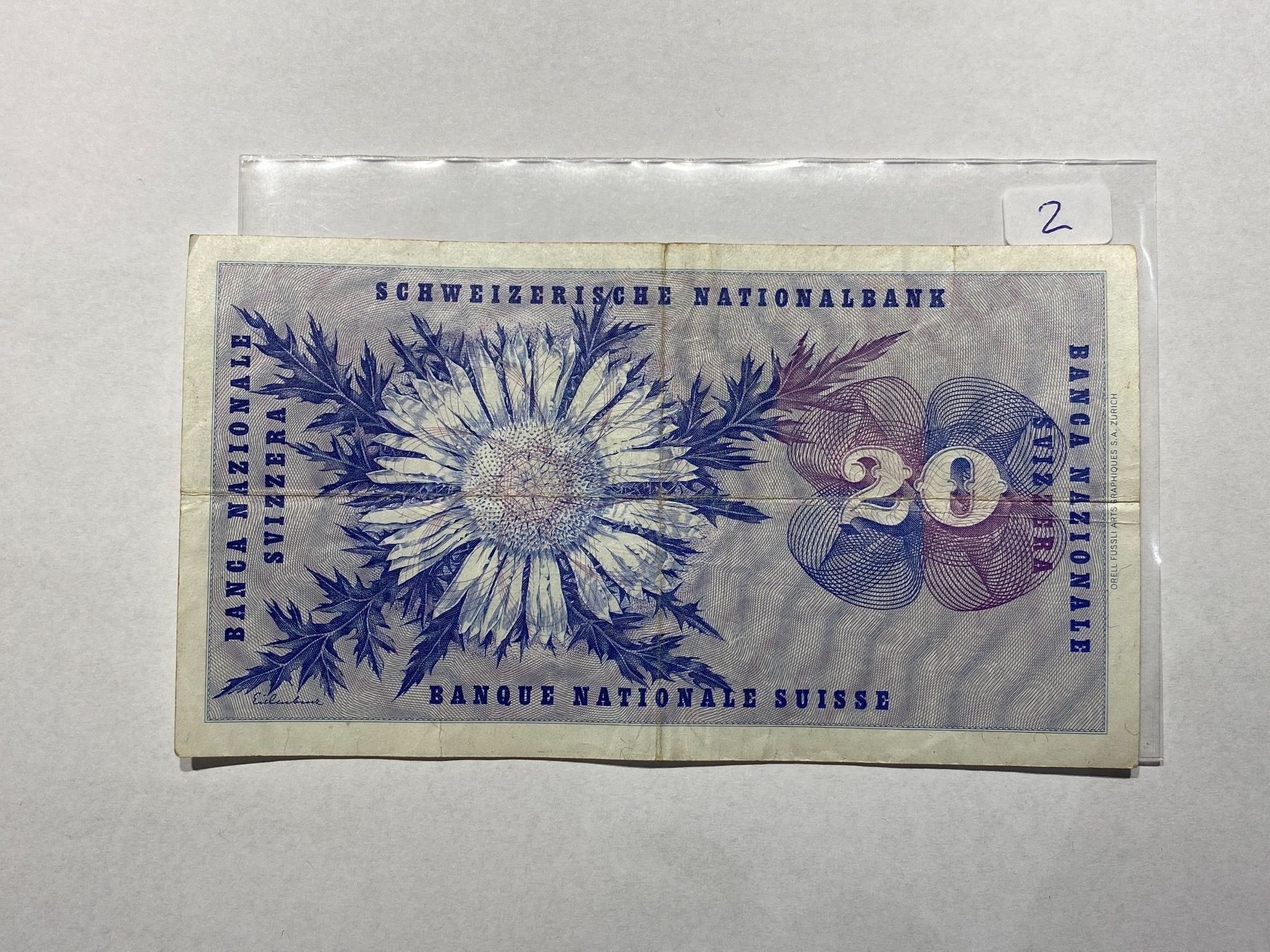 Banconote: 20 franken note zirkuliert 1970 – Usato da Vaduz venduto da hirschjager 1