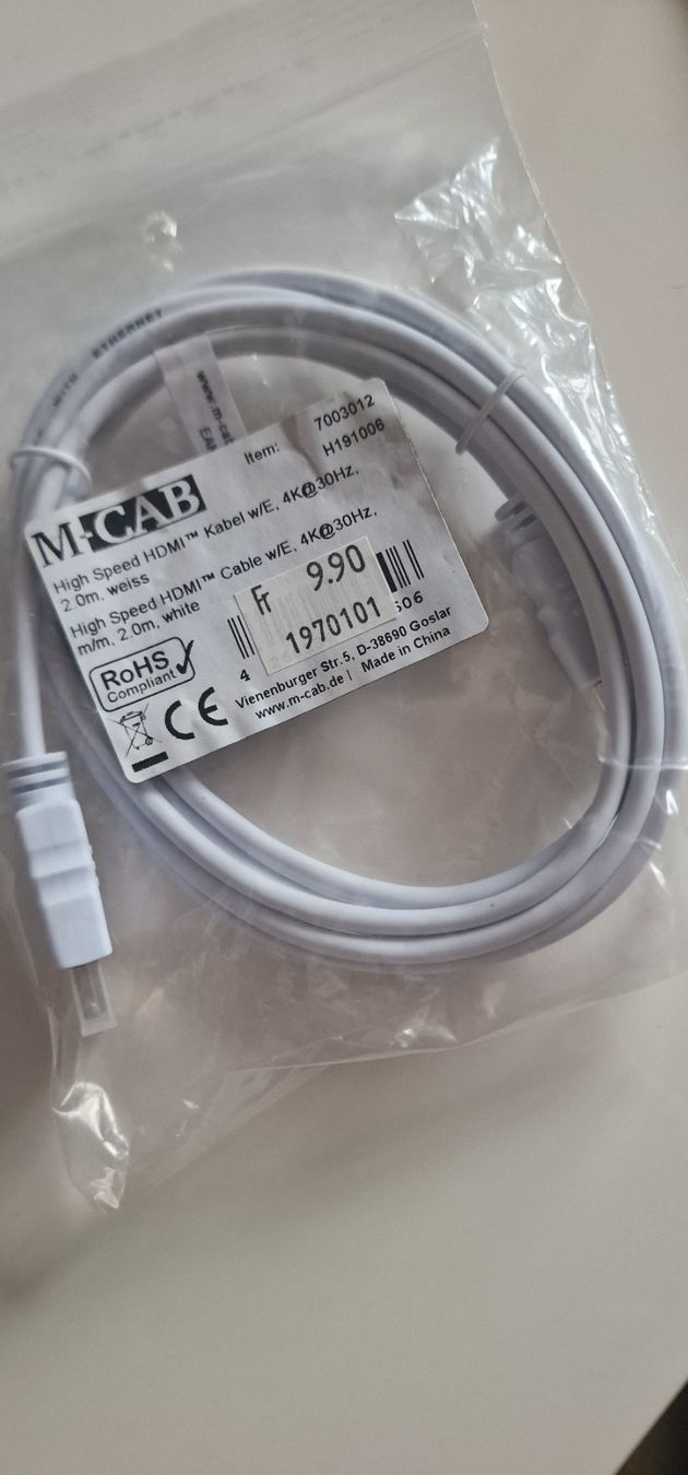 Cavi: High Speed HDMI Kabel w/E, 4K@30Hz, 2m, weiss – Nuovo e nell'imballaggio originale da Ziefen venduto da Ringwraith