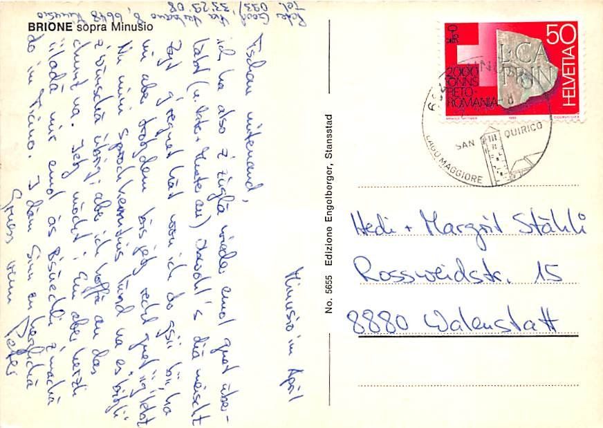 Cartoline postali: TI - Brione, Minusio – Usato da Ottikon b.Kemptth. venduto da Neptun1974 1