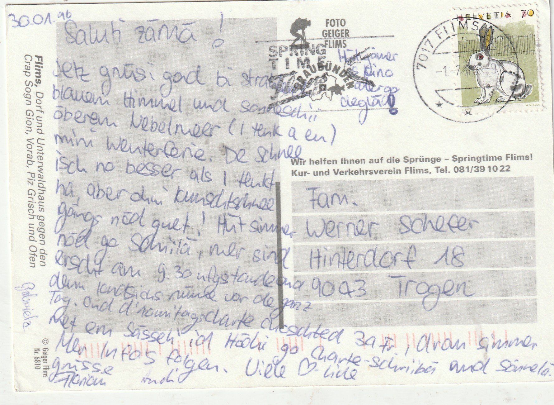 Cartoline postali: Flims  Winterpanorama – Usato da Lumbrein venduto da made02 1
