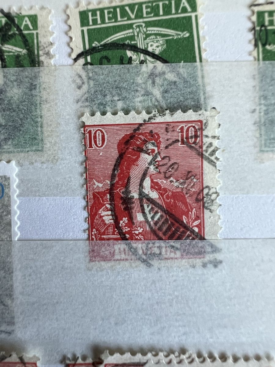 Tutti i francobolli: 1Stk. A4-Seite mit Druckverschobenen Schweizer Marken  – Usato da Braunau venduto da Desil2511 7