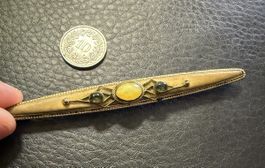 Vintage Goldene Stabbrosche mit Citrin & Grünen Cabochons