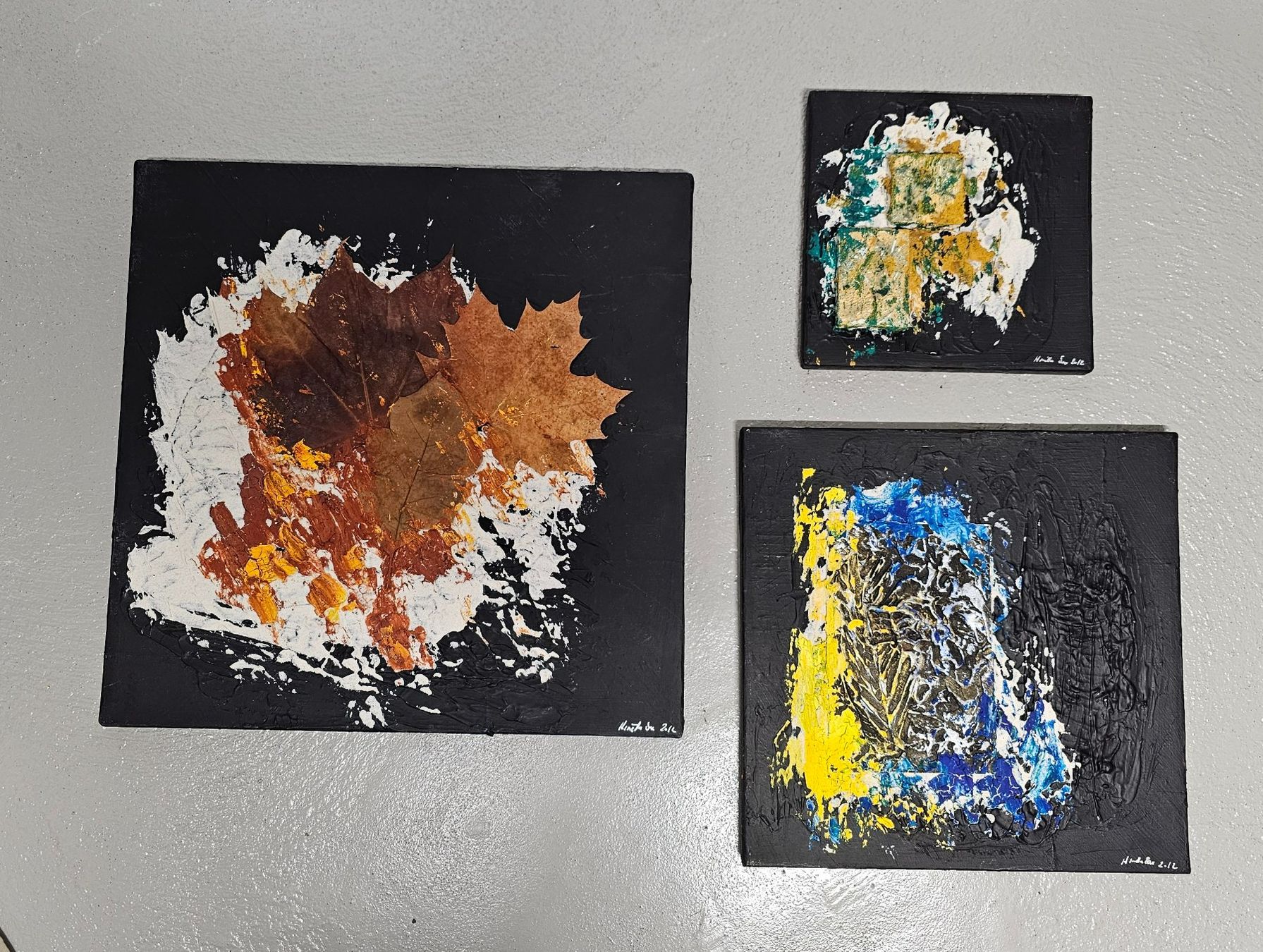 Gemälde: Dreiteilige Collage, abstrakte Kunst-Bilder – Gebraucht aus Oetwil a.d. Limmat von grisilisi