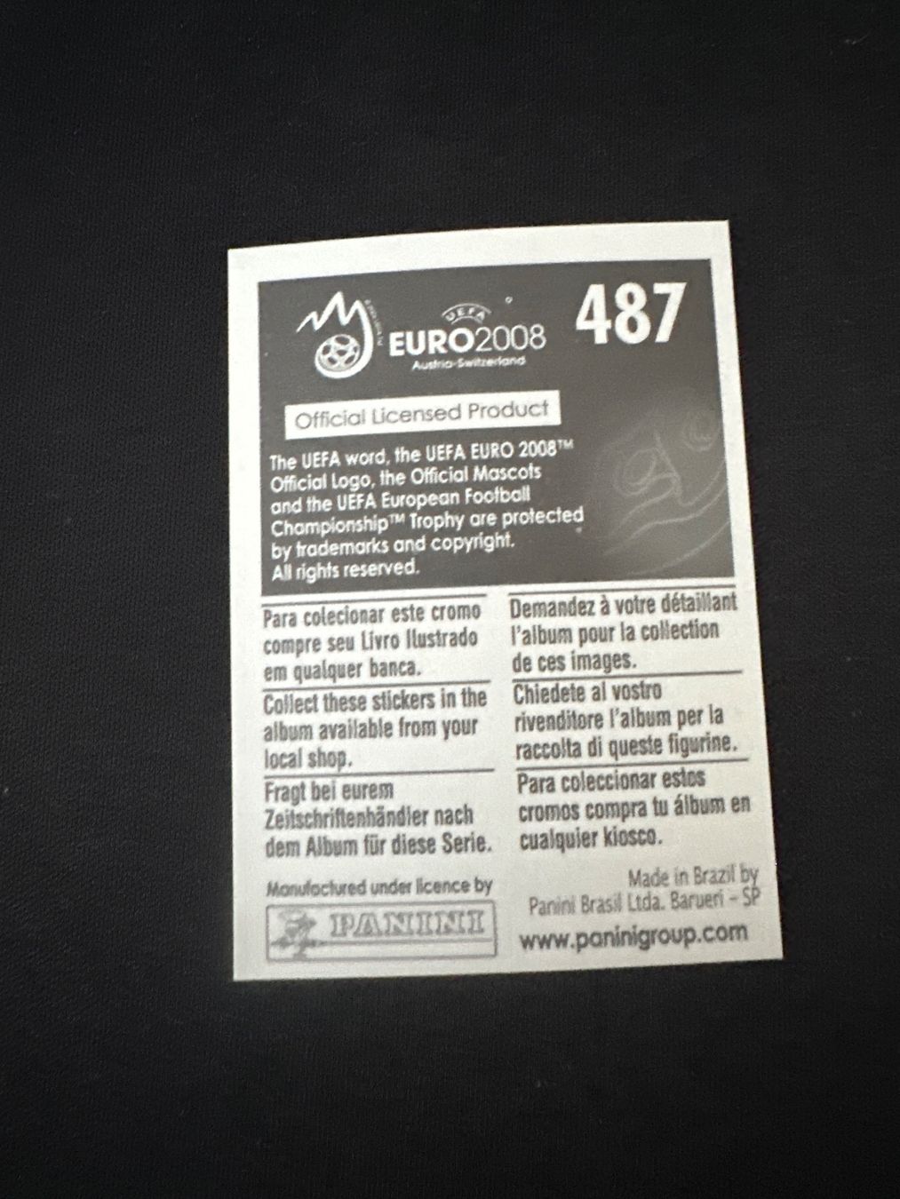 Panini Carte collezionabili: Panini UEFA EM 2008 Sticker - Nr. 487 – Usato da Sulz AG venduto da DealWerk 1