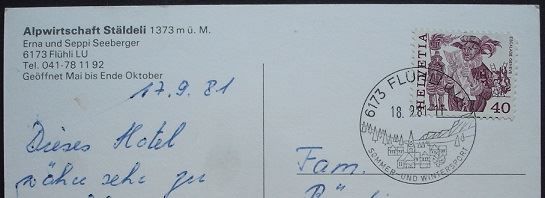 Cartoline postali: FLÜHLI LU Alpwirtschaft Stäldeli, Auto – Usato da Jona venduto da philajona 1