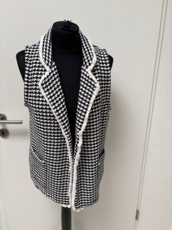 Gilet,  schwarz/weiss, Gr. 38 mit Hahnentrittmuster