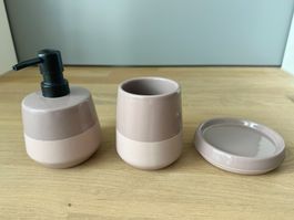 3-teiliges Badezimmer Set - Keramik - Lavendel Grau