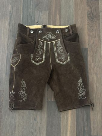 Lederhose in Braun, Grösse S, 100% Rindsleder, Oktoberfest