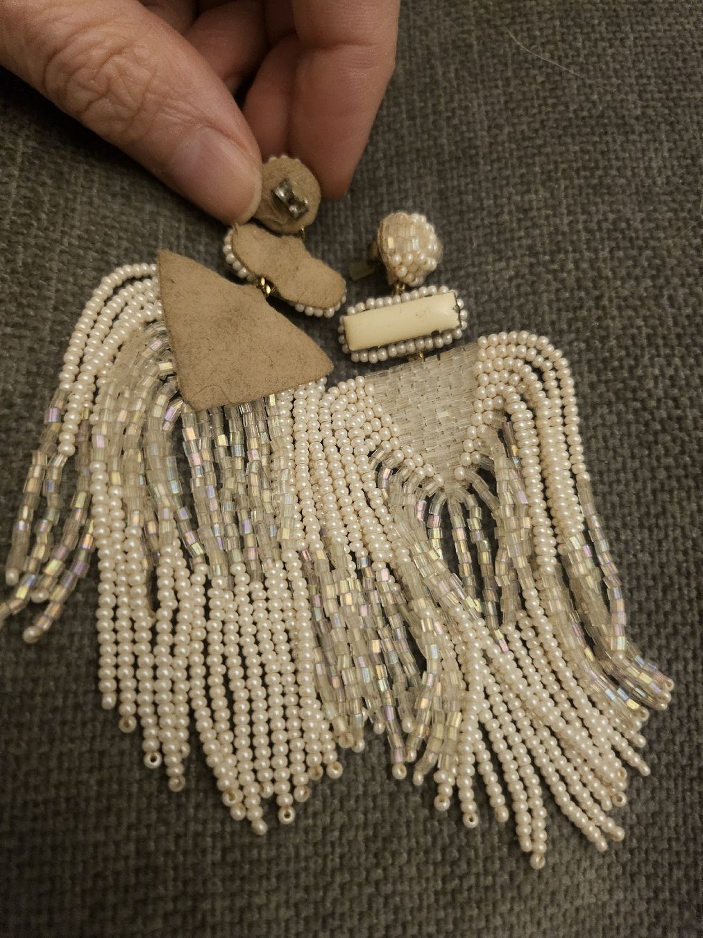 Boucles d'oreille: Beaded Statement Ohrringe Cremefarbe – D'occasion à Zürich par eri_8w5v 2