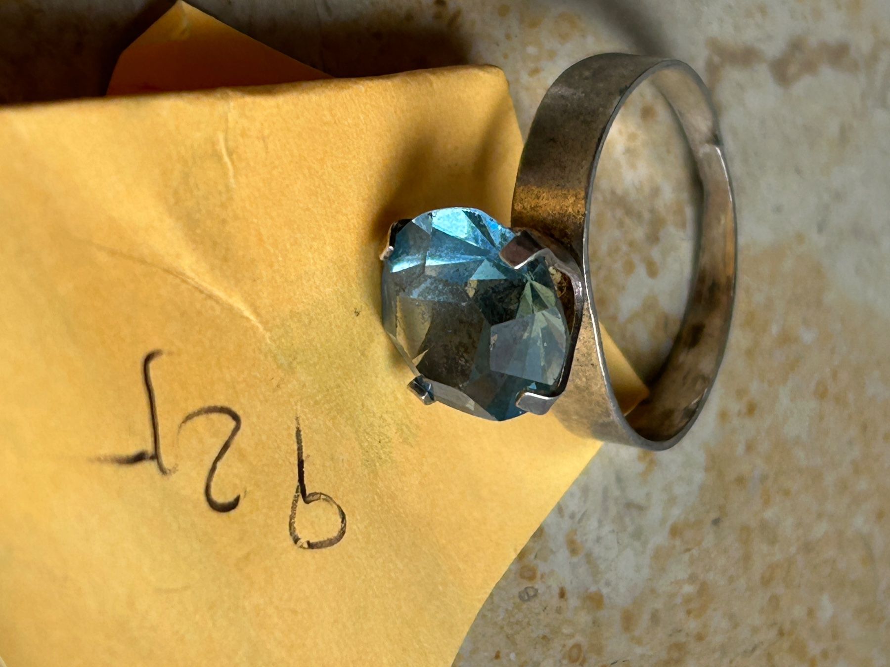 Anelli: Silberring mit grossem, hellblauem Stein, Vintage (64) – Usato da Laufen venduto da Bellebellezza 8