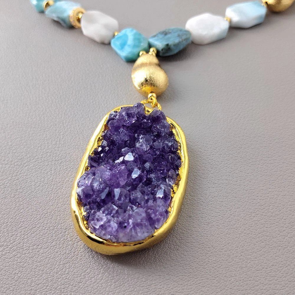 Catenine: Mina Druzy Amethyst Larimar Kette Echt Collier Améthyste – Nuovo (secondo la descrizione) da Prilly venduto da ilyria73 4