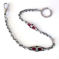 Silber Jugendstil Taschenuhrkette mit Zwischenverzierungen,