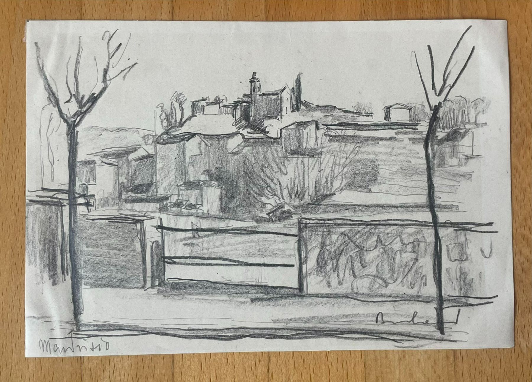 Dipinti: Fritz Bernhard "Mendrisio Tessin" Bleistiftzeichnung – Usato da Frenkendorf venduto da lia_t9jg