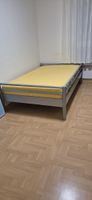 Metallbett und Holz grau mit Lattenrost 120x200cm