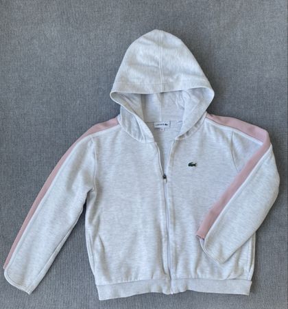 Lacoste Mädchen Hoodie Gr. 8 / 128 Grau-Pink wie NEU