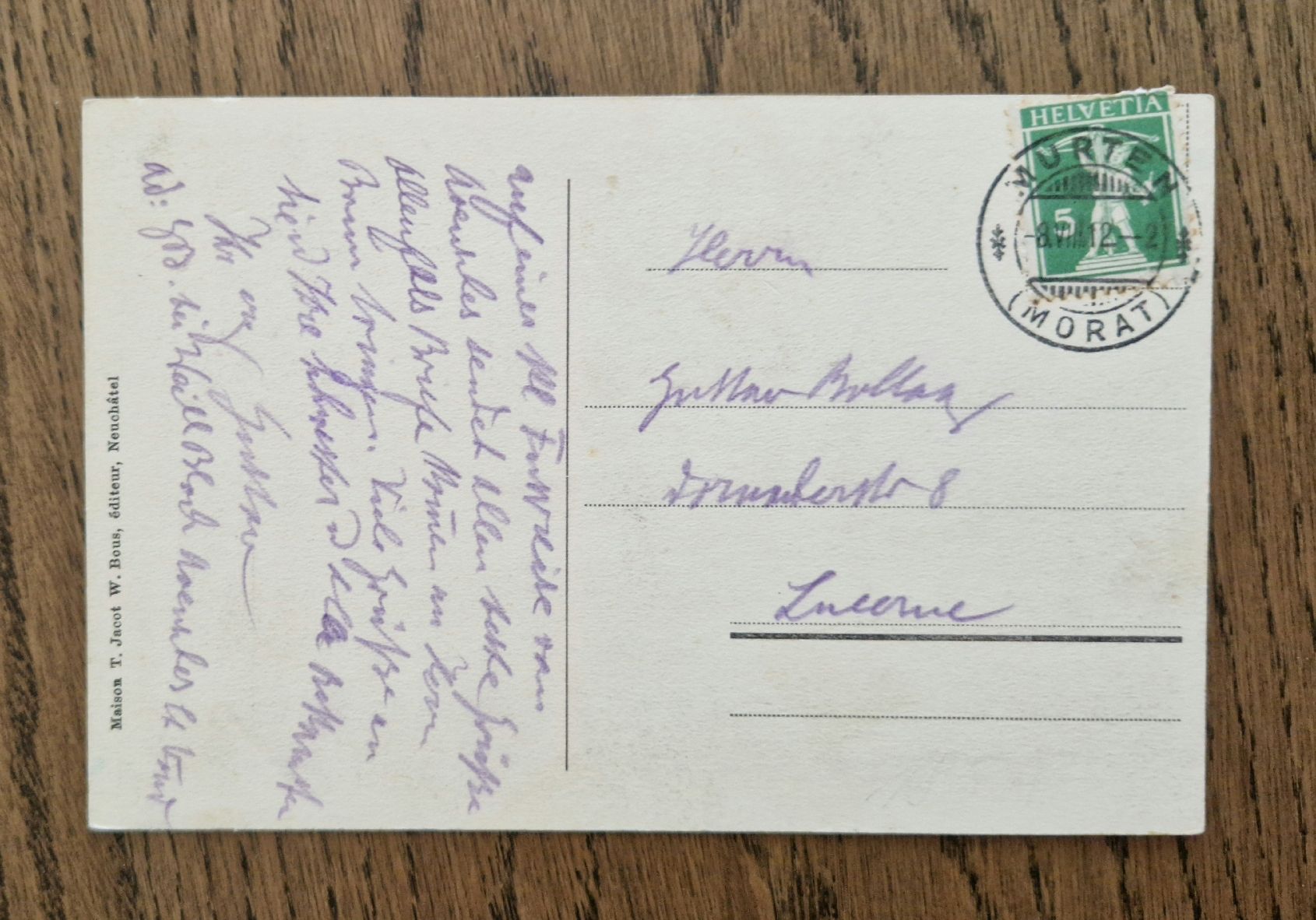 Cartoline postali: Murten, General-Ansicht 1921 – Usato da Ebikon venduto da Donar50 1