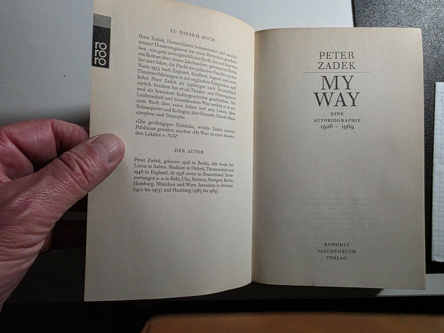 Libri: Peter Zadek - My Way - Autobiographie 2000 – Usato da Walterswil BE venduto da Lonitti 9