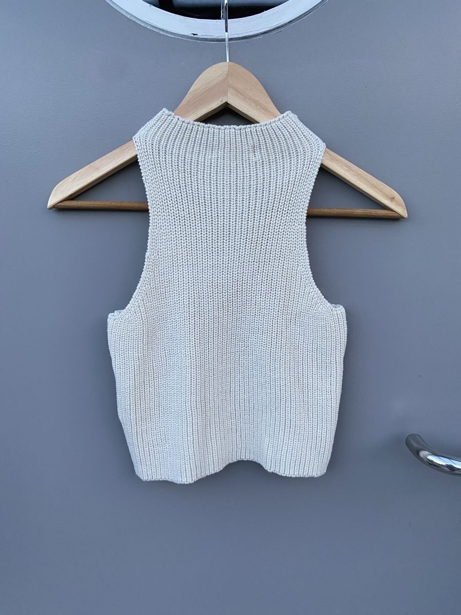 Tops: Damen Pullover Strick ärmellos beige Grösse S – Gebraucht aus Warth von fio_nmf6 1