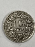 SVIZZERA 1 FR MONETA IN ARGENTO 1943 usata - circolata