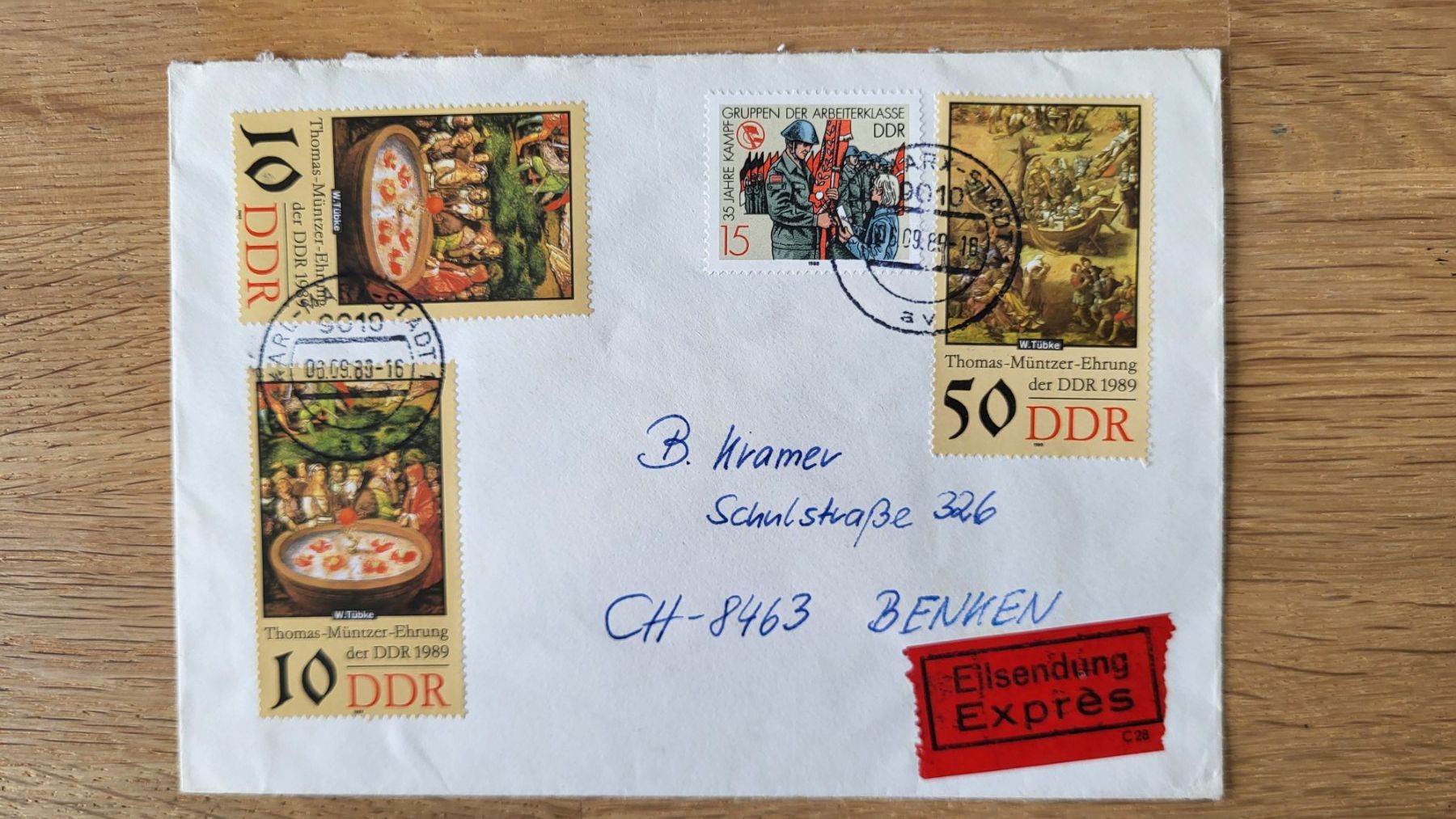 Tutti i francobolli: DDR Briefmarken Brief Thomas Müntzer Ehrung 1989, Top Sam... – Usato da Goldach venduto da artkramer