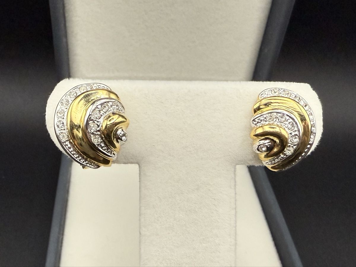 Ohrringe & -stecker: Goldfarbene Ohrringe mit Strasssteinen, Vintage – Gebraucht aus Lamone von LaCantinaMagica 1