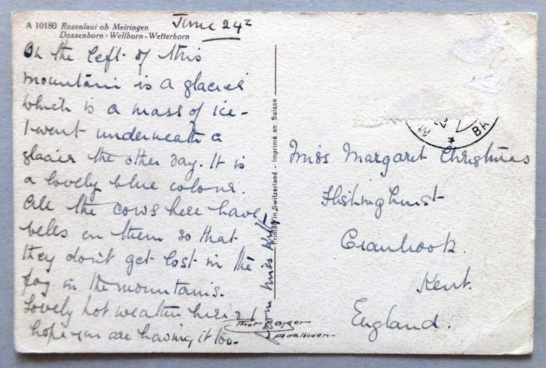 Cartoline postali: Rosenlaui ob Meiringen – Difettoso da Fétigny venduto da Billy2miny 1