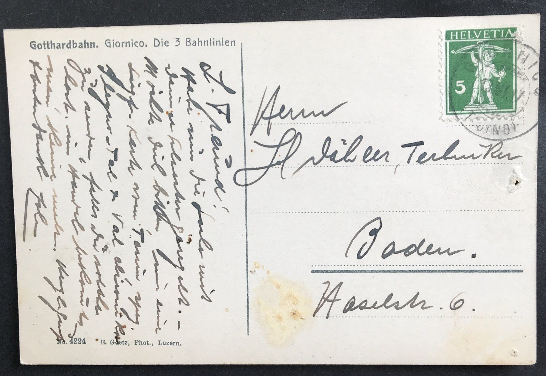 Cartoline postali: GOTTHARDBAHN GIORVICO – Usato da Ostermundigen venduto da Heavenmaus75 1
