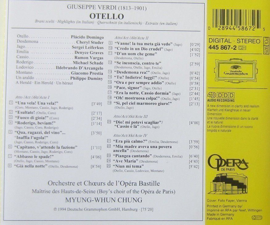 CDs: Verdi - Otello (Domingo / Studer) – Gebraucht aus Grüningen von azulblanco 1