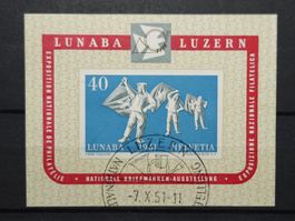 LUNABA-LUZERN Block Nr.14 gestempelt Attest Liniger 200 Fr