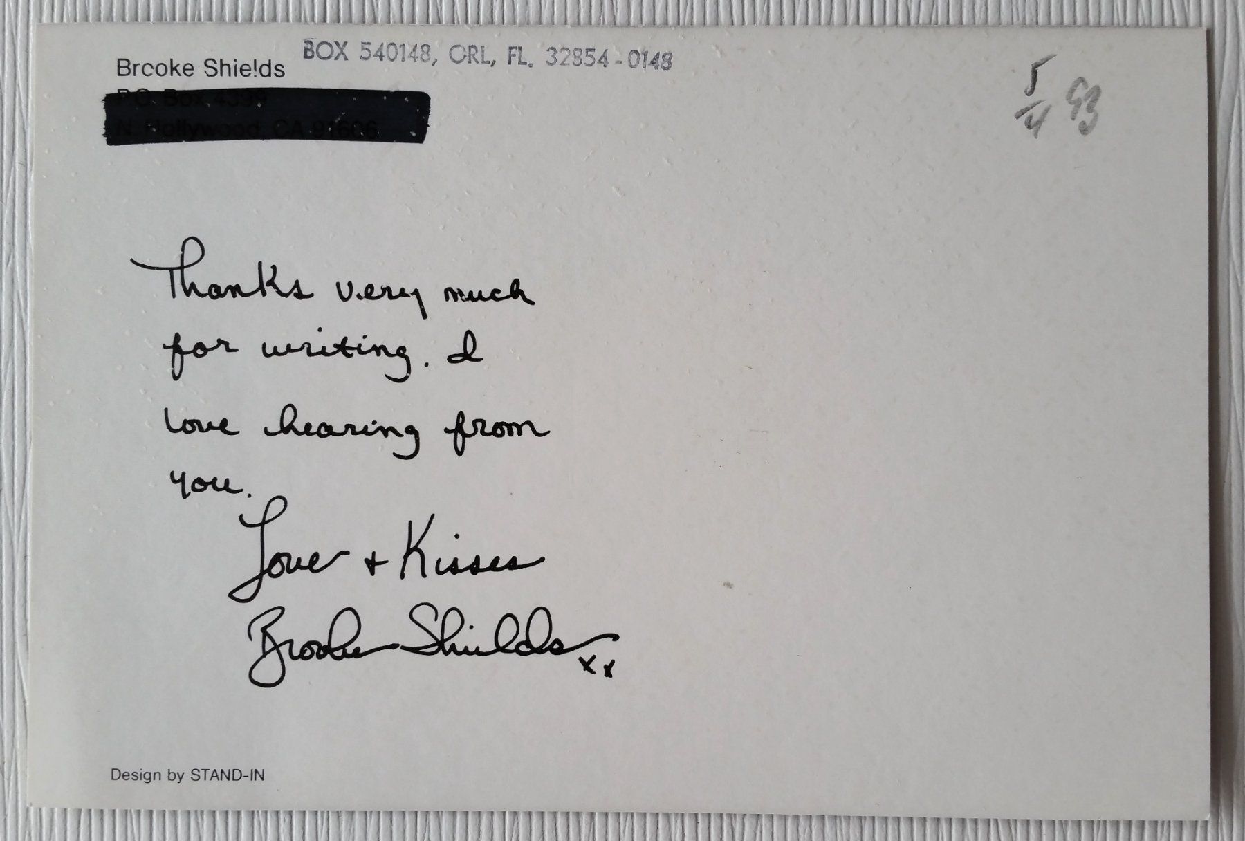 Autografi: Brooke Shields, signiertes Original-Autogramm, 1993 – Usato da Oberriet SG venduto da ganesh435 1