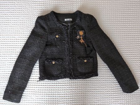 Elegant Black Tweed Jacket Daily Dolly Gr. 36 S