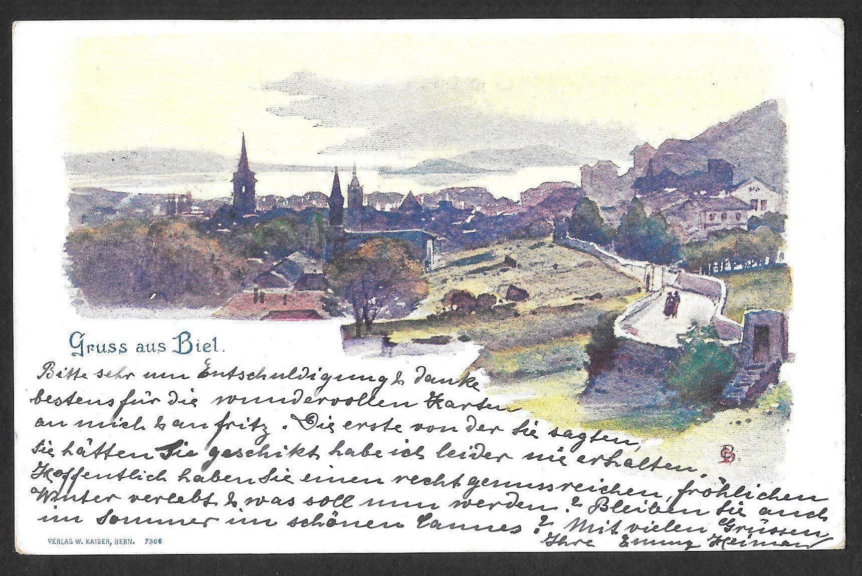 Cartoline postali: Biel - Bienne Künstlerkarte – Usato da Olten venduto da clotaldi