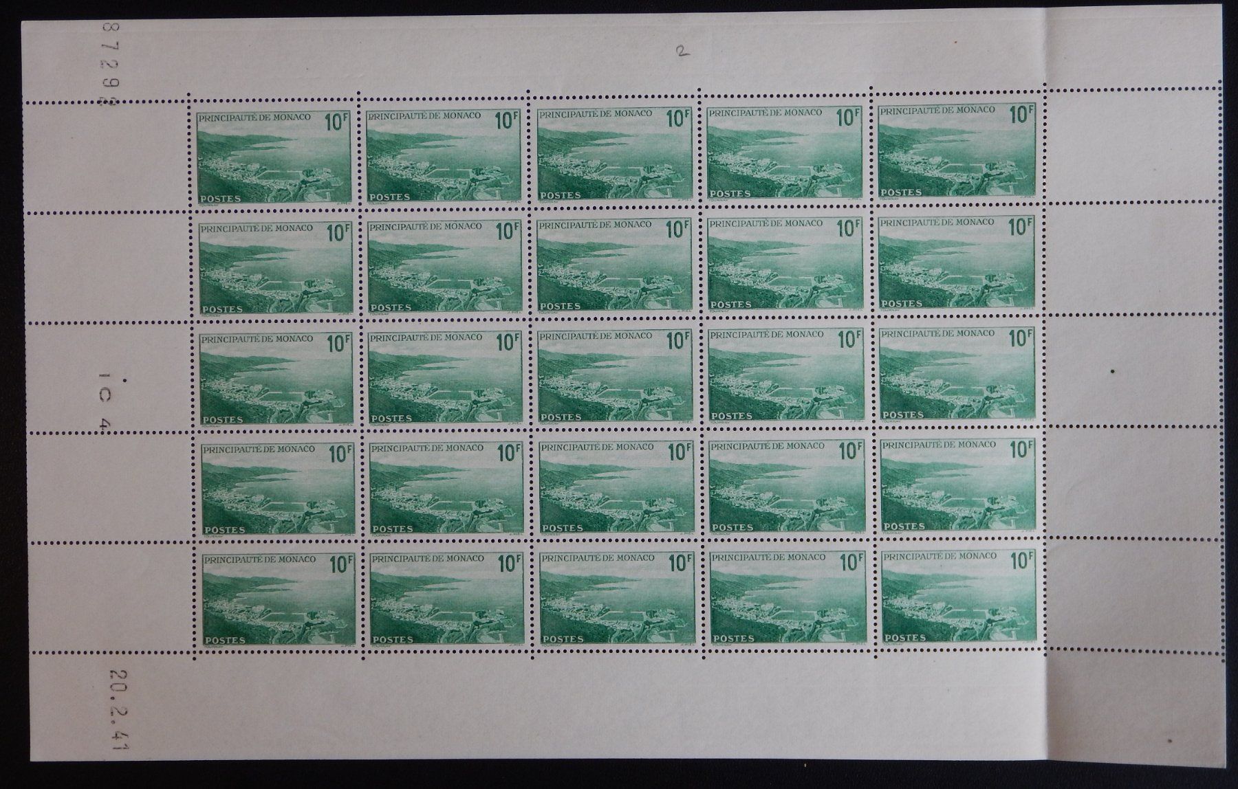 Alle Briefmarken: Monaco Kat. 185 ** 1938 25 Bogen – Gebraucht aus Zürich von Muehlekauf