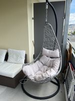 Hängesessel mit Gestell – Rattan-Optik, inkl. Kissen