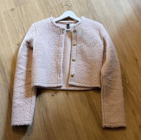 H&M Kurzjacke Rosé Bouclé Gr. XXS neuwertig für den Frühling