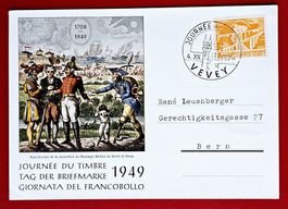 TAG DER BRIEFMARKE JOURNEE DU TIMBRE VEVEY VAUD BERN 1949