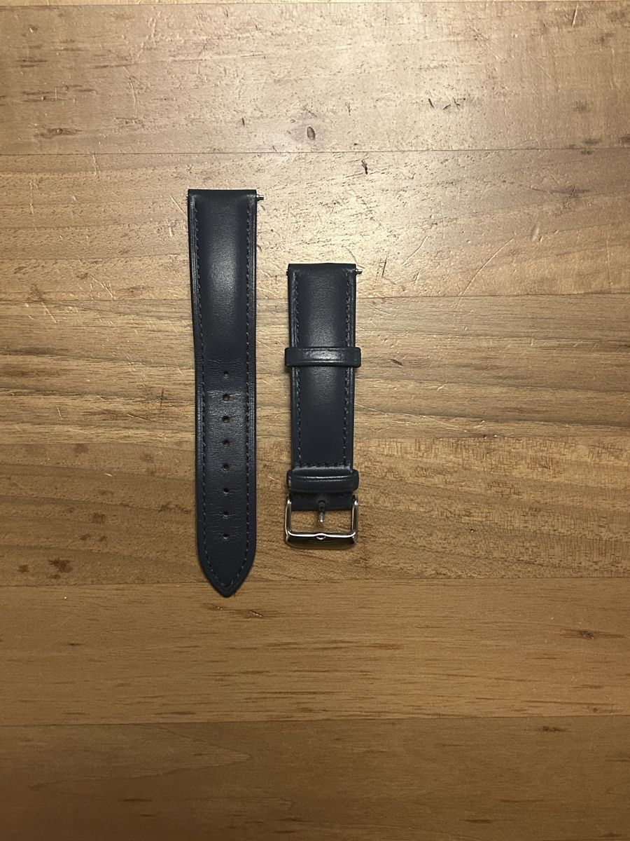 Swatch Bracciali & Braccialetti: Echtleder Armband Moonswatch, Marineblau – Usato da Basel venduto da Jasi2000
