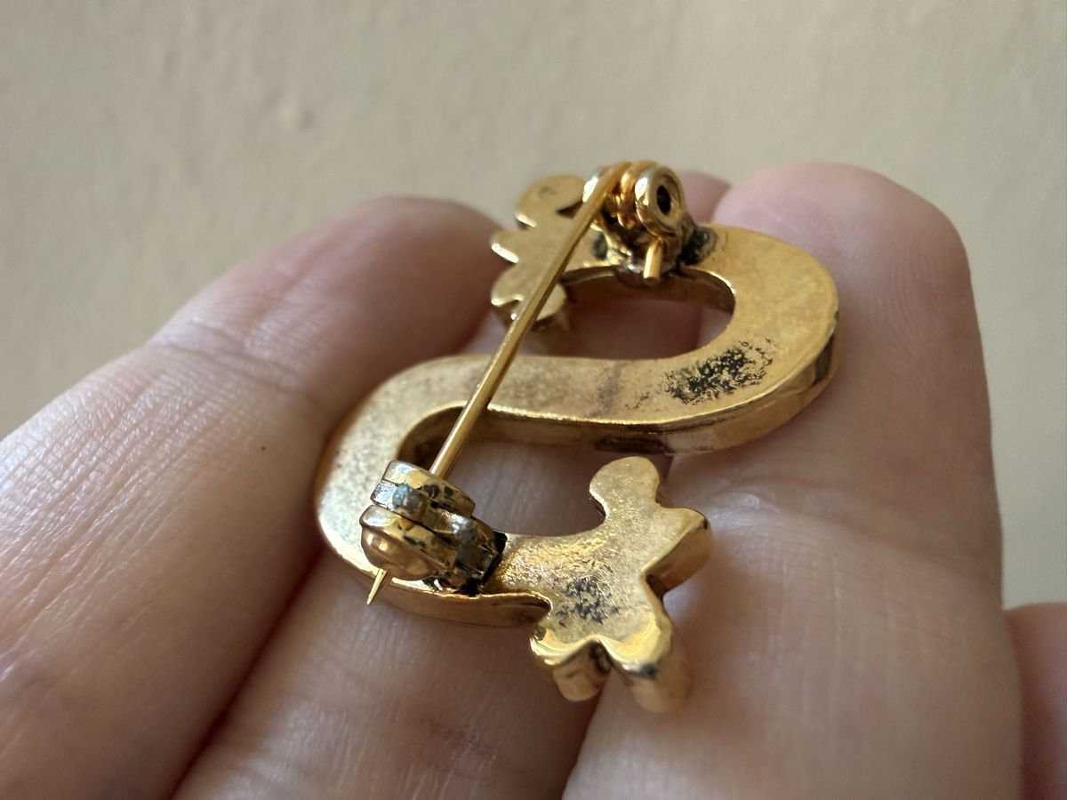 Broches & Aiguilles: Vintage-Brosche mit Initiale S goldfarben mit Strass. – D'occasion à Lamone par LaCantinaMagica 2