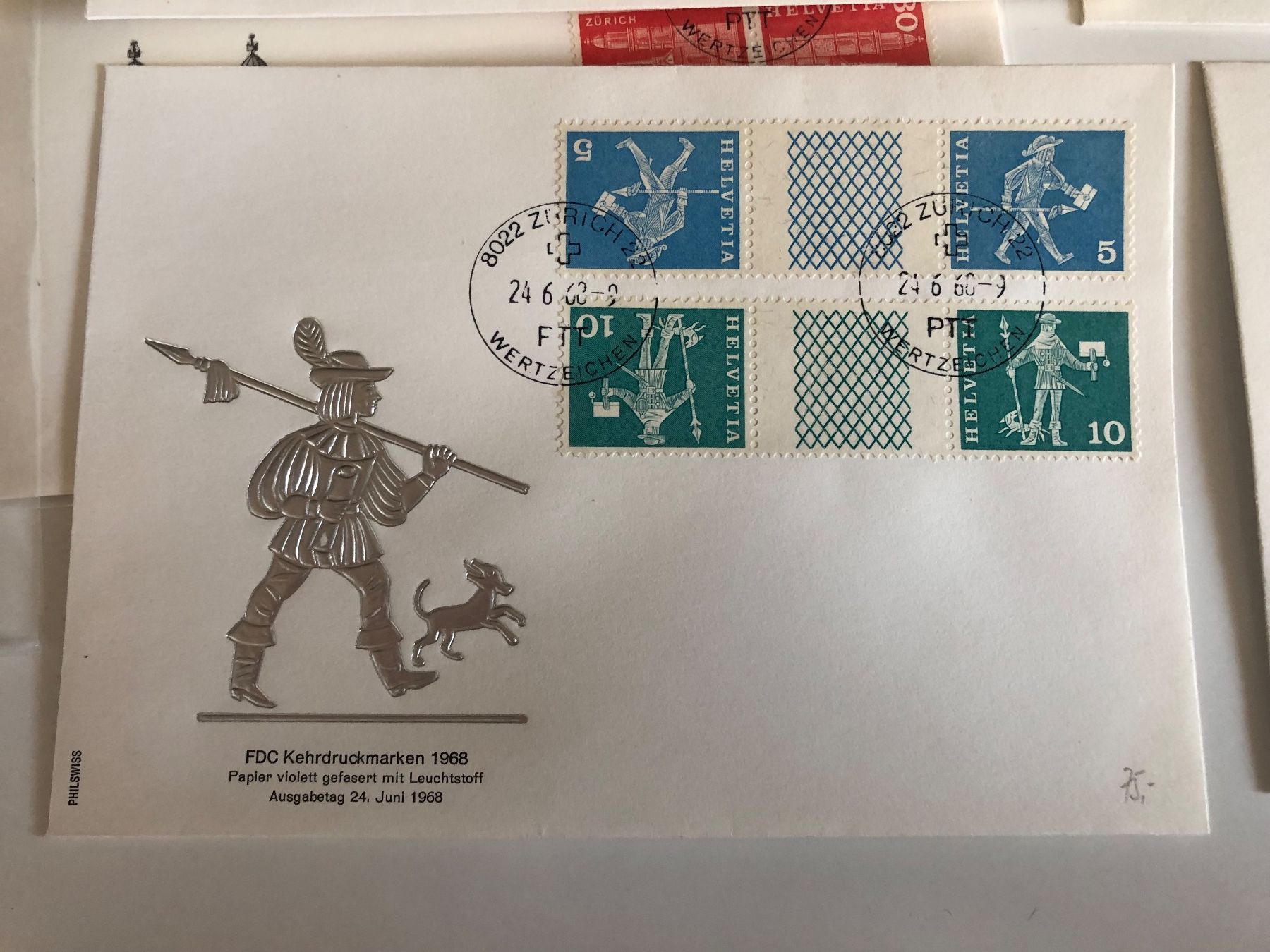 Tutti i francobolli: Box mit KEHRDRUCKEN LEUCHTSTOFF FDC – Usato da Lufingen venduto da Rac0 5