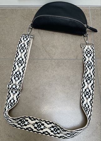 Gürteltasche schwarz Lederimitat mit Stoffgurt