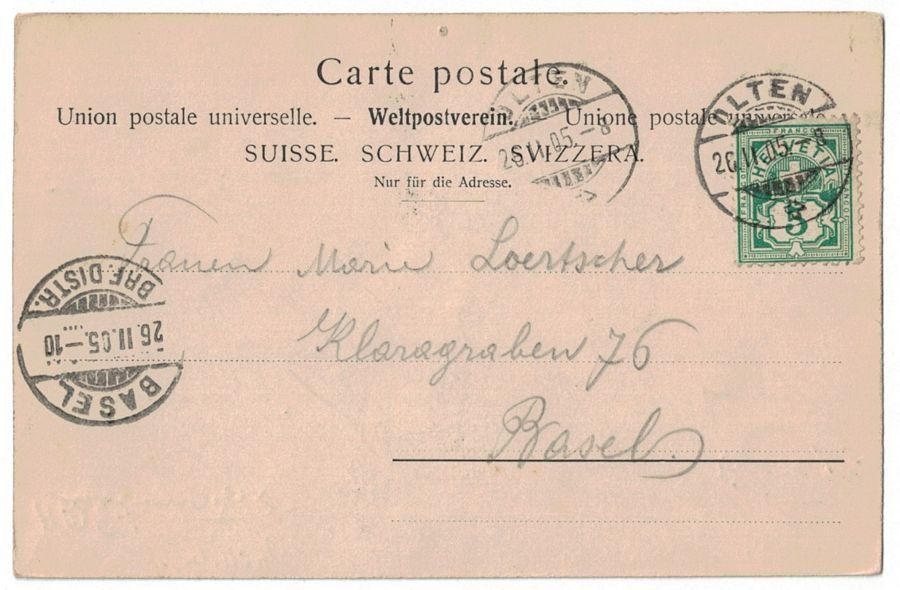 Cartoline postali: Olten, gelaufen 1905 – Usato da Frauenfeld venduto da POML 1