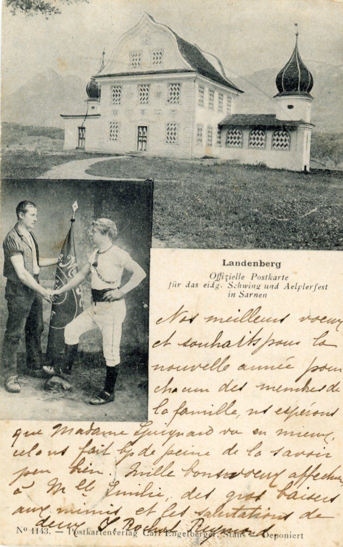 Cartoline postali: Sarnen  OW -  LANDENBERG - Eidg. Schwing- & Àlplerfest  1902 – Usato da Brig venduto da Valcards54