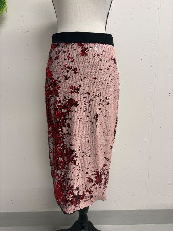 Essentiel Antwerp knielanger Rock mit Pailletten 34/36 rot