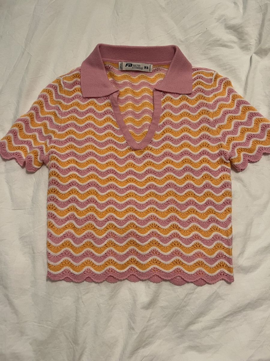Tops: Stricktop kurzarm pink orange – D'occasion à Zürich par R1908